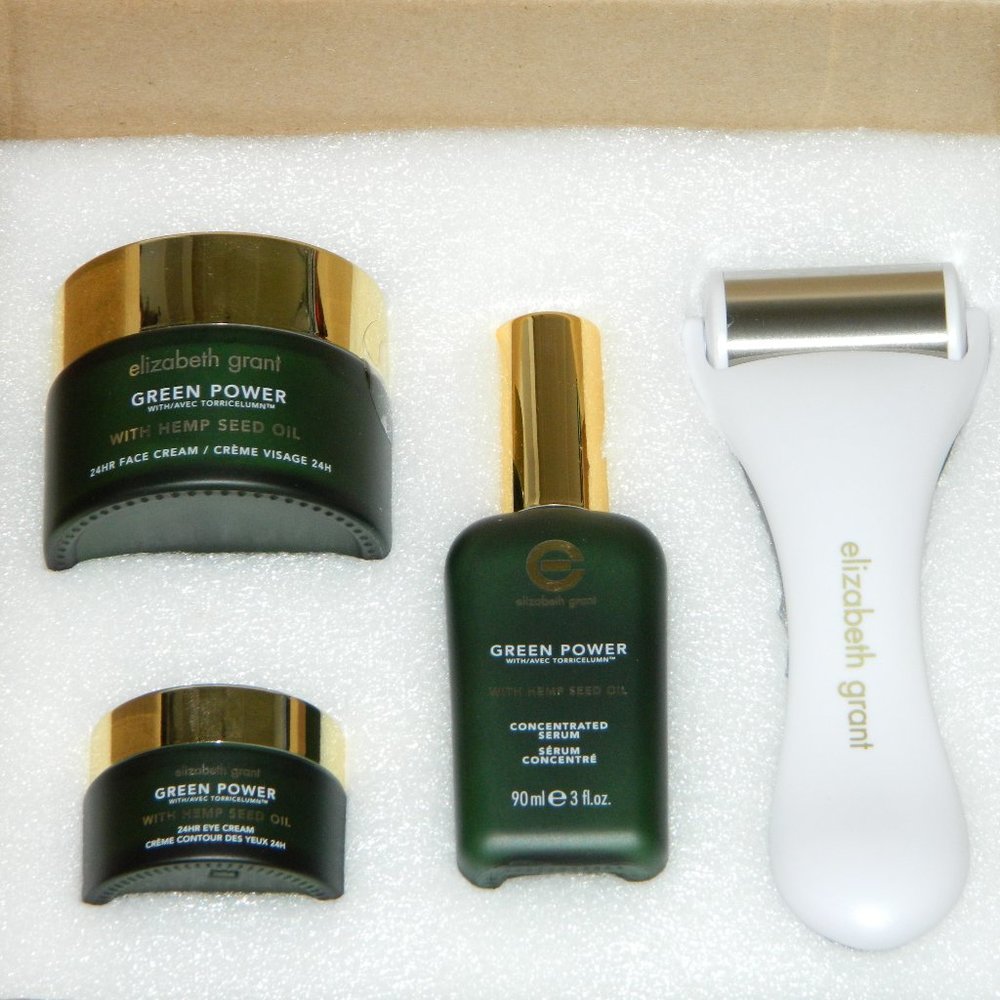 Elizabeth Grant Green Power Anti Aging 3 piece Set with BONUS GIFT Ice Roller